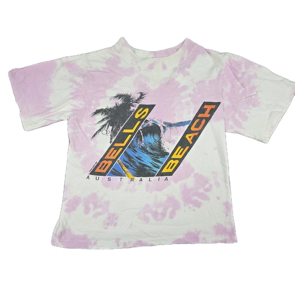 Vintage 80s OP Ocean Pacific Bells Beach Tie Dye Tee Youth M Australia